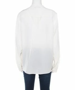 Brand new ⌛ Stella McCartney Cream Silk Crepe Estelle Long Sleeve Blouse M For 👩 Women 🛒 -Stella McCartney Shop luxury women stella mccartney used clothes p185470 003