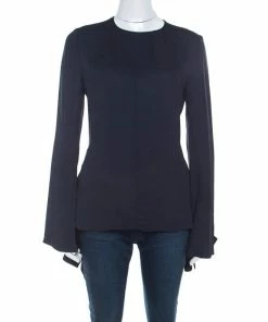 Cheap ๐ Stella McCartney Navy Blue Crepe Peplum Detail Leonore Top S For ๐ฉ Women ๐