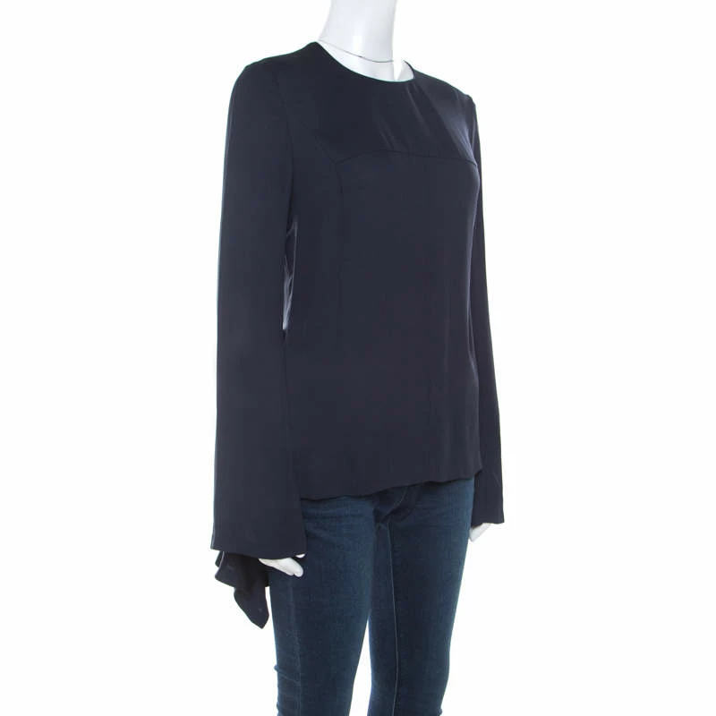 Cheap 🔔 Stella McCartney Navy Blue Crepe Peplum Detail Leonore Top S For 👩 Women 🔔 4 Cheap 🔔 Stella McCartney Navy Blue Crepe Peplum Detail Leonore Top S For 👩 Women 🔔 - Image 2