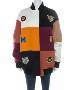 Top 10 😀 Stella McCartney Colorblock Melton Wool Blend Applique Detail Sabine Varsity Jacket S For 👩 Women 🥰