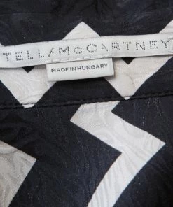Best deal 👏 Stella McCartney Black & White Chevron & Stripes Printed Silk Moire 👚 Shirt M For 👩 Women ⭐ -Stella McCartney Shop luxury women stella mccartney used clothes p221614 003