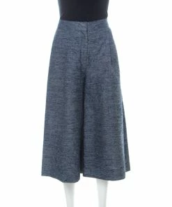 Best Sale 💯 Stella McCartney Marled Blue Pleated Oliver Bouclé Culottes XS For 👩 Women 🔥