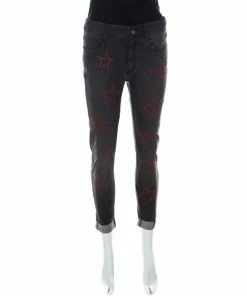 Top 10 ⭐ Stella McCartney Grey Denim Star Embroidered Slim Fit 👖 Jeans S For 👩 Women ✨