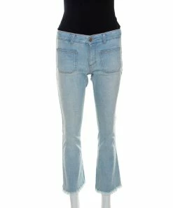 Best Pirce 🔥 Stella McCartney Light Blue Denim Star Detail Flared 👖 Jeans S For 👩 Women 🛒