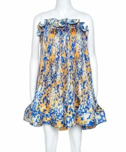 Discount 😍 Stella McCartney Multicolor Printed Pleated Ruffle 👗 Dress M For 👩 Women 👏