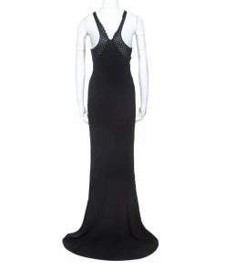 Hot Sale 👍 Stella McCartney Black Crepe Lace Insert Sleeveless Maxi 👗 Dress XS For 👩 Women 🛒 -Stella McCartney Shop luxury women stella mccartney used clothes p243811 007