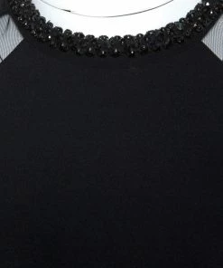 Cheapest 🔔 Stella McCartney Black Jersey Mesh Insert Embellished Collar 👗 Dress S For 👩 Women 🛒 -Stella McCartney Shop luxury women stella mccartney used clothes p245710 002