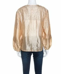 Cheap ⭐ Stella McCartney Beige Silk Sequin Detail Balloon Sleeve Blouse S For 👩 Women 🥰 -Stella McCartney Shop luxury women stella mccartney used clothes p250949 003