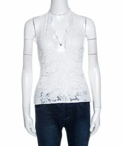 Best Sale 🥰 Stella McCartney White Lace Scalloped Halter Neck Top S For 👩 Women 💯