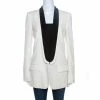 Best Pirce 😀 Stella McCartney Ivory Wool Contrast Lapel Detail Tuxedo Jacket M For 👩 Women 🌟 -Stella McCartney Shop luxury women stella mccartney used clothes p261690 001