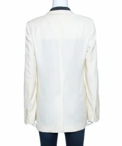 Best Pirce 😀 Stella McCartney Ivory Wool Contrast Lapel Detail Tuxedo Jacket M For 👩 Women 🌟 -Stella McCartney Shop luxury women stella mccartney used clothes p261690 002