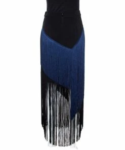 New 🥰 Stella McCartney Bicolor Crepe Asymmetrical Fringed Veronica 👗 Skirt S For 👩 Women 🎉 -Stella McCartney Shop luxury women stella mccartney used clothes p265845 001
