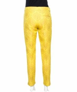 Promo 👍 Stella McCartney Yellow Cotton Jacquard Tapered Pants M For 👩 Women 😉 -Stella McCartney Shop luxury women stella mccartney used clothes p270724 001