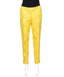 Promo ๐ Stella McCartney Yellow Cotton Jacquard Tapered Pants M For ๐ฉ Women ๐