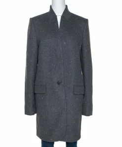 Best Pirce 🌟 Stella McCartney Grey Wool Embellished 🧥 Coat L For 👩 Women ❤️