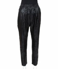 Best Sale 🛒 Stella McCartney Black Lurex Floral Silk Jacquard Christine Pants S For 👩 Women 🎉
