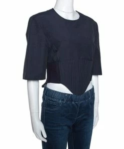 Hot Sale 😉 Stella McCartney Navy Blue Linen Blend Corset Top M For 👩 Women 🔔 -Stella McCartney Shop luxury women stella mccartney used clothes p280777 001