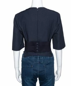 Hot Sale 😉 Stella McCartney Navy Blue Linen Blend Corset Top M For 👩 Women 🔔 -Stella McCartney Shop luxury women stella mccartney used clothes p280777 002