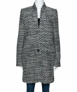 Promo 🔥 Stella McCartney Monochrome Tweed Bryce 🧥 Coat M For 👩 Women 👍