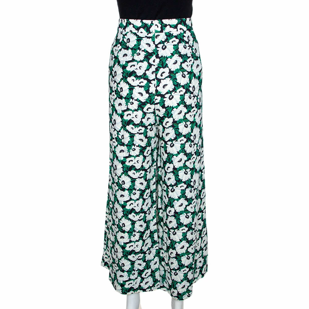 Cheap 🤩 Stella McCartney Green Floral Printed High Waist Wide Leg Maude Trousers M For 👩 Women 🎁 3 Cheap 🤩 Stella McCartney Green Floral Printed High Waist Wide Leg Maude Trousers M For 👩 Women 🎁