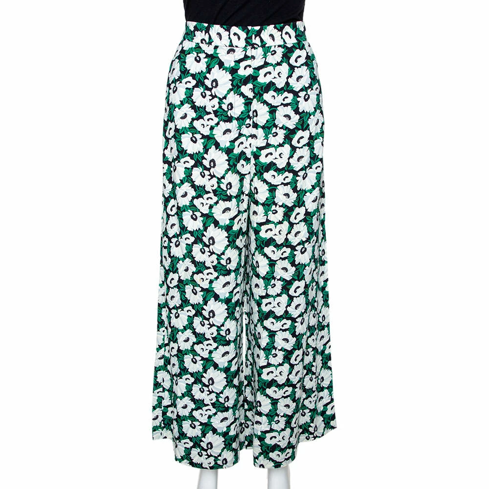 Cheap 🤩 Stella McCartney Green Floral Printed High Waist Wide Leg Maude Trousers M For 👩 Women 🎁 5 Cheap 🤩 Stella McCartney Green Floral Printed High Waist Wide Leg Maude Trousers M For 👩 Women 🎁 - Image 3