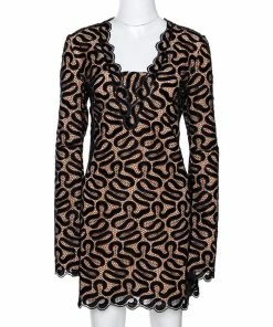 Best Sale 🛒 Stella McCartney Black Ribbon Lace Patterned Shift 👗 Dress S For 👩 Women 🎁