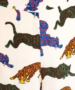 Buy ✔️ Stella McCartney Cream Wild Cat Printed Silk Elasticized Waist Christine Pants M For 👩 Women 🛒 -Stella McCartney Shop luxury women stella mccartney used clothes p287026 003