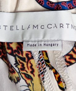 Buy ✔️ Stella McCartney Cream Wild Cat Printed Silk Elasticized Waist Christine Pants M For 👩 Women 🛒 -Stella McCartney Shop luxury women stella mccartney used clothes p287026 007