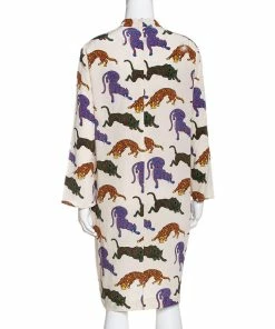 Best Pirce 🌟 Stella McCartney Cream Wild Cat Print Silk Short 👗 Dress M For 👩 Women 💯 -Stella McCartney Shop luxury women stella mccartney used clothes p287029 006