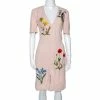 Buy 😍 Stella McCartney Beige Floral Embroidered Crepe V Neck Sheath 👗 Dress M For 👩 Women 👏 -Stella McCartney Shop luxury women stella mccartney used clothes p299650 001