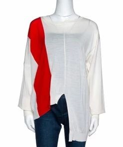 Hot Sale 👍 Stella McCartney Bicolor Wool Jersey Asymmetric Jumper M For 👩 Women 🌟