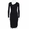 Best Pirce 🌟 Stella McCartney Black Knit Pleat Front Sheath 👗 Dress S For 👩 Women 🤩