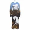 Cheapest 🎁 Stella McCartney Blue Stubbs Horse Print Side Slit Detail Midi 👗 Dress S For 👩 Women 🔥 -Stella McCartney Shop luxury women stella mccartney used clothes p318575 007
