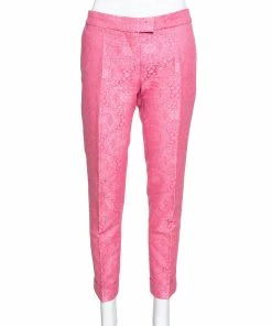 Best Sale 🔥 Stella McCartney Neon Pink Cotton Jacquard Tapered Pants S For 👩 Women 🔥