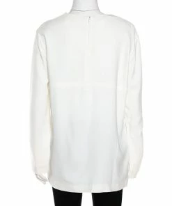 Best Sale 💯 Stella McCartney White Crepe Zip Detail Long Sleeve Blouse L For 👩 Women 🎁 -Stella McCartney Shop luxury women stella mccartney used clothes p329534 005