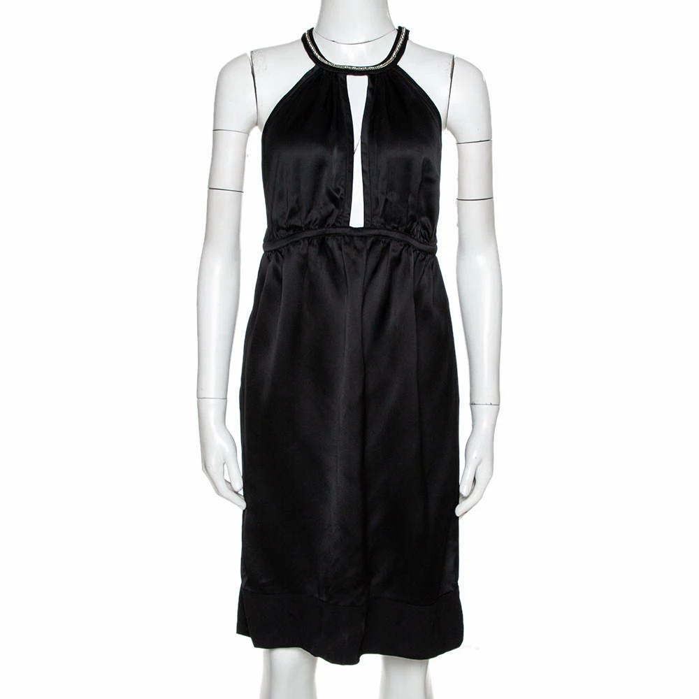 Best Sale ๐ Stella McCartney Black Satin Embellished Halter Neck ๐ Dress S For ๐ฉ Women ๐คฉ 3 Best Sale ๐ Stella McCartney Black Satin Embellished Halter Neck ๐ Dress S For ๐ฉ Women ๐คฉ