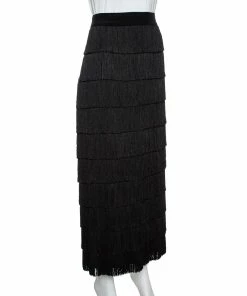 Deals 🤩 Stella McCartney Black Silk Annika Tiered Fringed 👗 Skirt M For 👩 Women 🤩 -Stella McCartney Shop luxury women stella mccartney used clothes p333807 003
