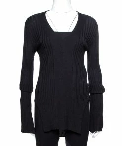 Best deal โจ Stella McCartney Black Ribbed Knit Fitted Sweater M For ๐ฉ Women โญ