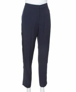 Top 10 🔔 Stella McCartney Navy Blue Crepe Side Slit Detail Trousers S For 👩 Women 🧨