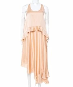 Cheapest 🎉 Stella McCartney Champagne Pink Silk Tiered Yenna Asymmetric 👗 Dress S For 👩 Women 🥰