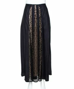 Best deal 🌟 Stella McCartney Black Silk Lace Paneled Maxi 👗 Skirt S For 👩 Women 😍