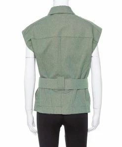 Coupon 🤩 Stella McCartney Green Canvas Belted Vest S For 👩 Women 👍 -Stella McCartney Shop luxury women stella mccartney used clothes p349596 001