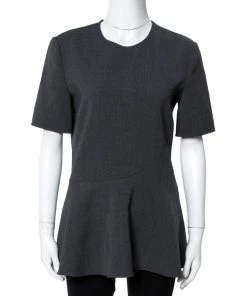 Promo 👏 Stella McCartney Grey Stretch Wool Mirella Peplum Top S For 👩 Women 😍