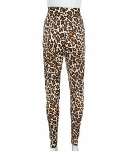 Discount 🔔 Stella McCartney Brown Animal Print Knit Pants M For 👩 Women ⭐