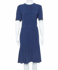 Buy ✨ Stella McCartney Navy Blue Crepe Flared Midi 👗 Dress L For 👩 Women 👏