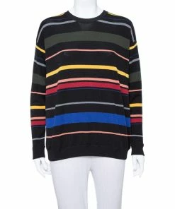 Coupon ❤️ Stella McCartney Black Striped Wool Oversized Sweater S For 👩 Women ✨