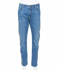 New 😉 Stella McCartney Blue Denim Logo Tape Detail Straight Leg 👖 Jeans M For 👩 Women 😍