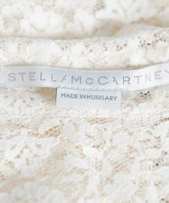 Hot Sale 👏 Stella McCartney Cream Lace Button Front Sheer Crop Top M For 👩 Women 🤩 -Stella McCartney Shop luxury women stella mccartney used clothes p384940 003