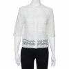 Hot Sale 👏 Stella McCartney Cream Lace Button Front Sheer Crop Top M For 👩 Women 🤩 -Stella McCartney Shop luxury women stella mccartney used clothes p384940 007
