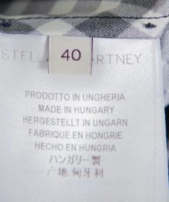 Promo ❤️ Stella McCartney Navy Blue Check Patterned Silk Oversized Top S For 👩 Women 🤩 -Stella McCartney Shop luxury women stella mccartney used clothes p389557 005